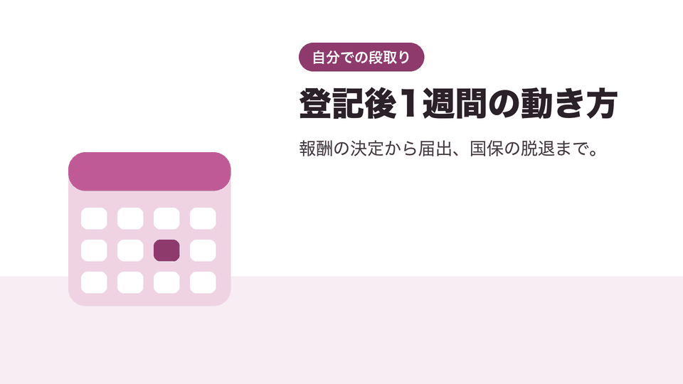 登記後1週間の動き方。報酬の決定から届出、国保の脱退まで。