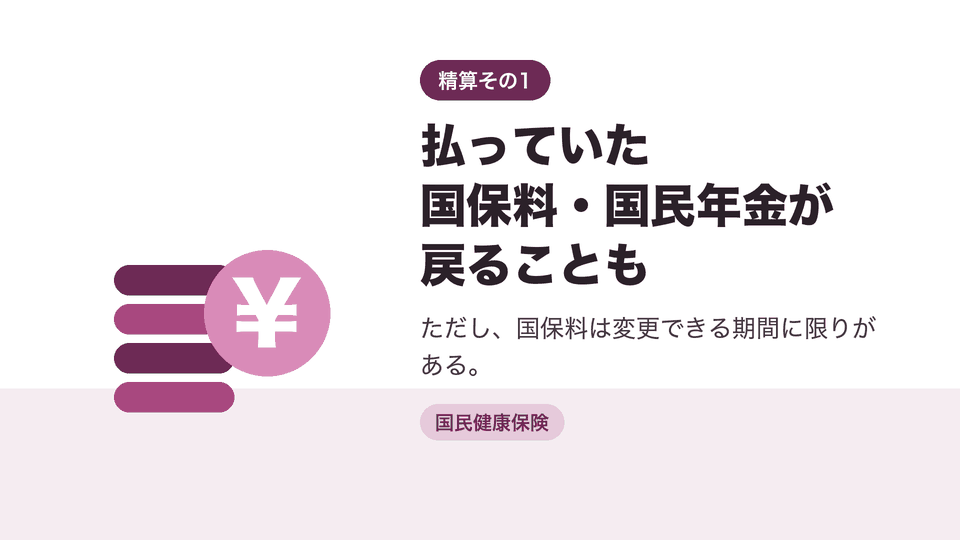 払っていた国保料・国民年金が戻ることも。ただし、国保料は変更できる期間に限りがある。