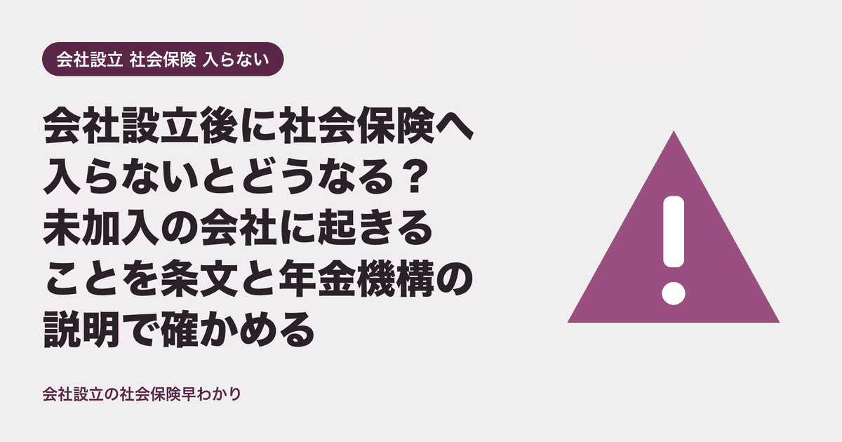 会社設立後に社会保険へ入らないとどうなる?未加入の会社に起きることを条文と年金機構の説明で確かめる